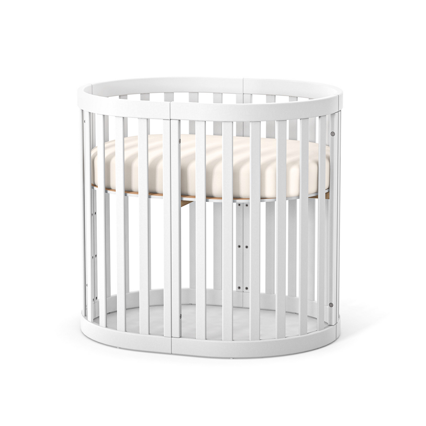 Veres Rom Ovale Kinderbett 90x70 cm in Weiß, ovales Design für das erste Lebensjahr