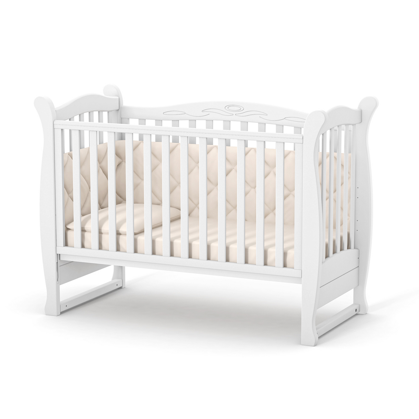 Veres LD15 Babybett in klassischem Holzdesign, 120x60 cm, perfekt für das Babyzimmer, Weiß