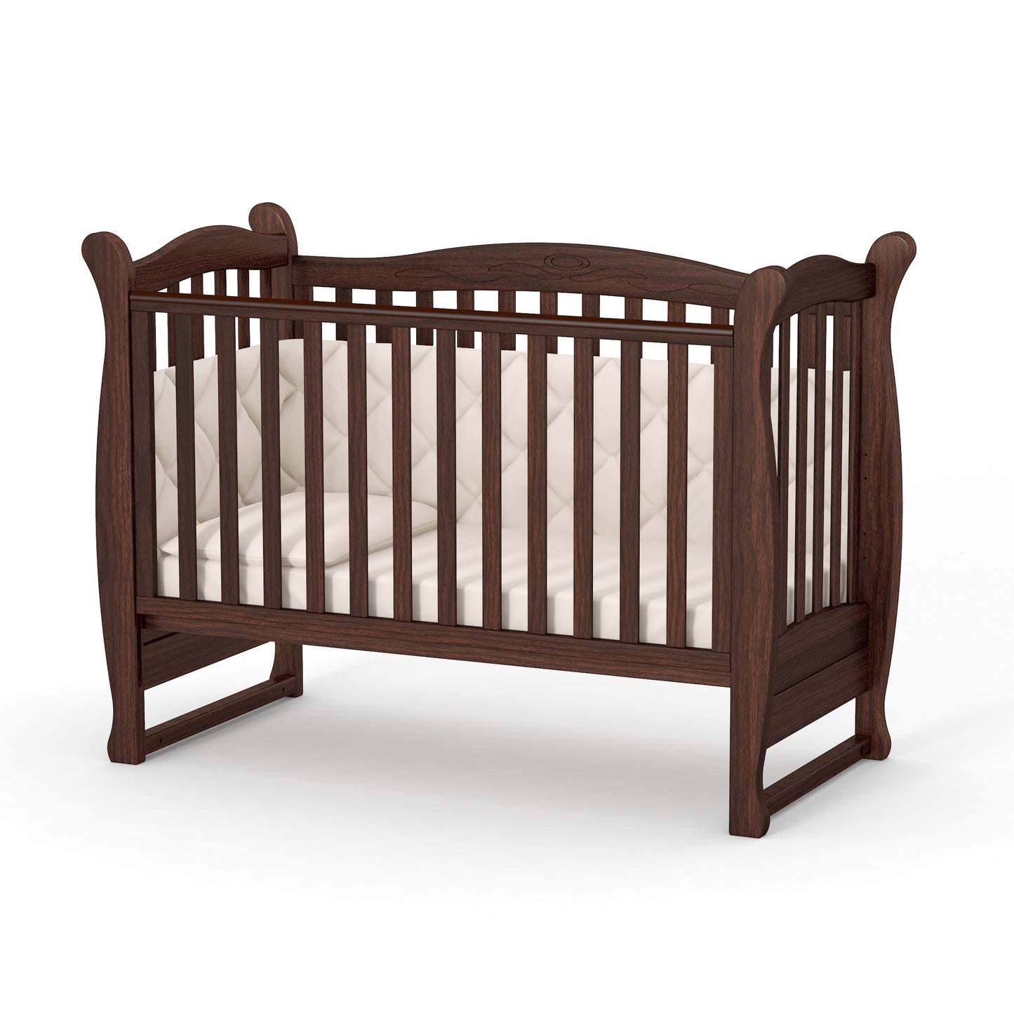 Veres LD15 Babybett aus hochwertigem Holz, stilvolles und zeitloses Design für Babys, Nussbaum