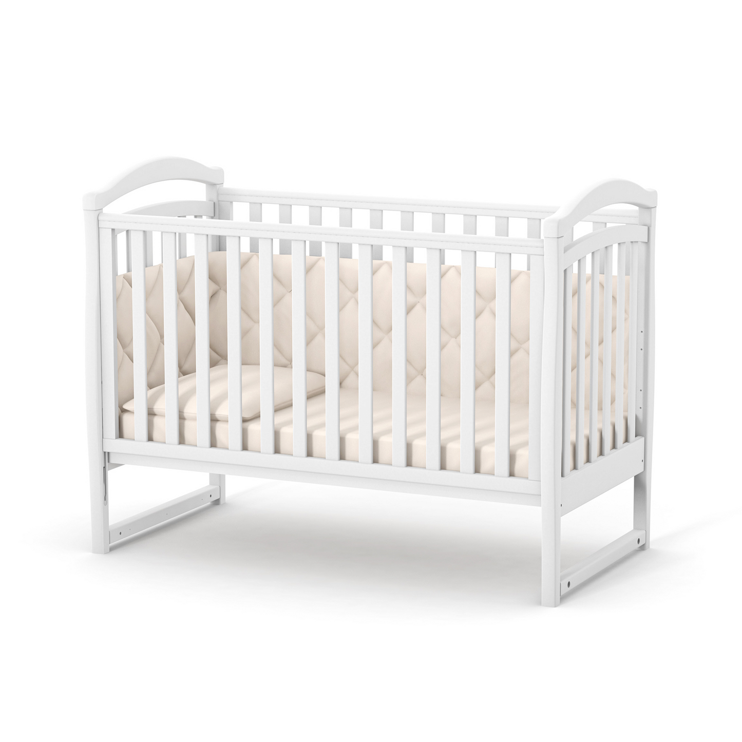 Veres LD6 Babybett in Weiß, klassisches Design mit beweglicher Seitenwand und herausnehmbaren Sprossen