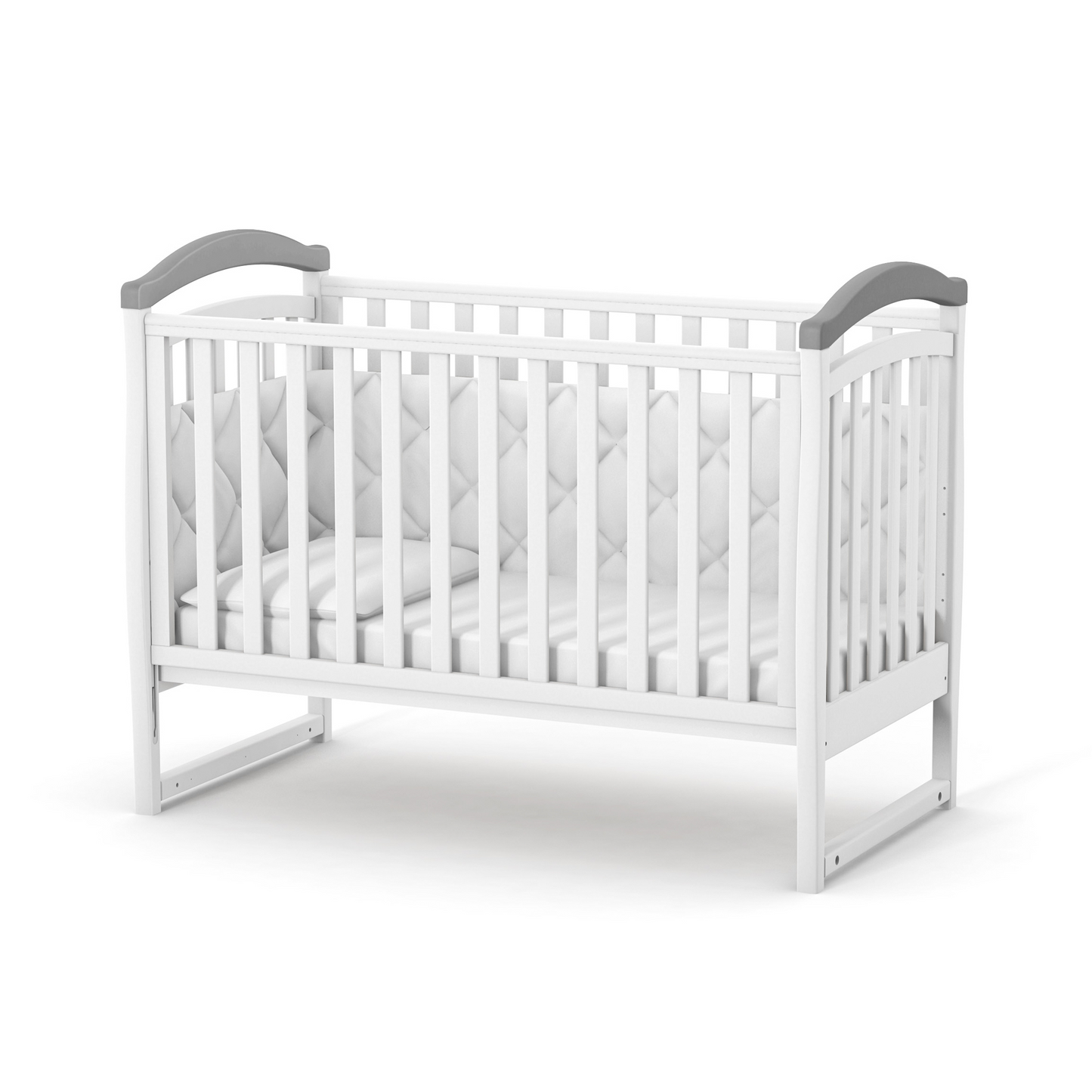 Veres LD6 Babybett in Weiß Graphit, hochwertige Verarbeitung aus Buche und Erle für Komfort und Sicherheit