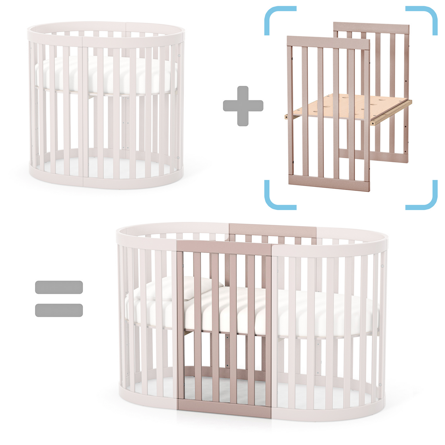 Erweiterungsset für das Babybett Veres Rom in Cappuccino – stilvolle Erweiterung für eine längere Nutzung des Bettes.