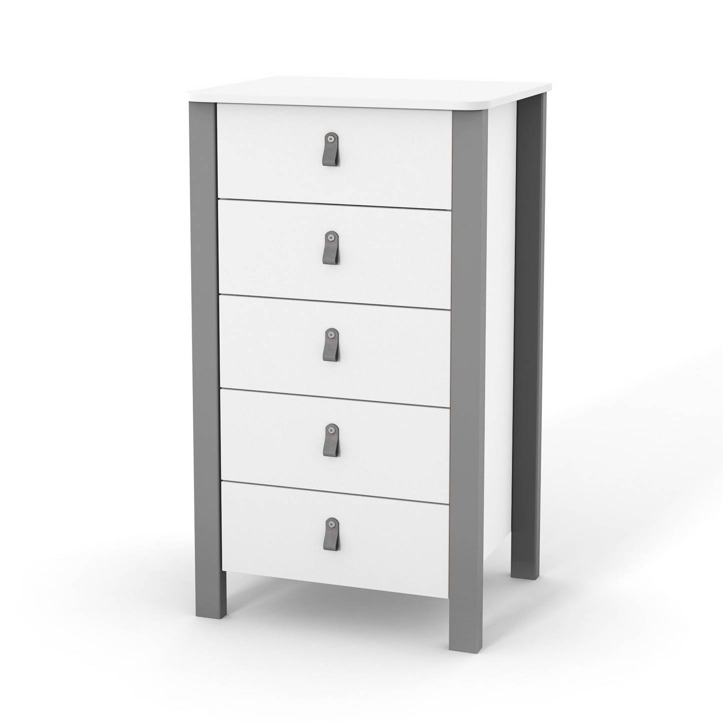 Veres Monaco 600 Kommode in Weiß Graphit. Elegantes Design mit kontrastierenden Farben für ein modernes und funktionales Kinderzimmer.