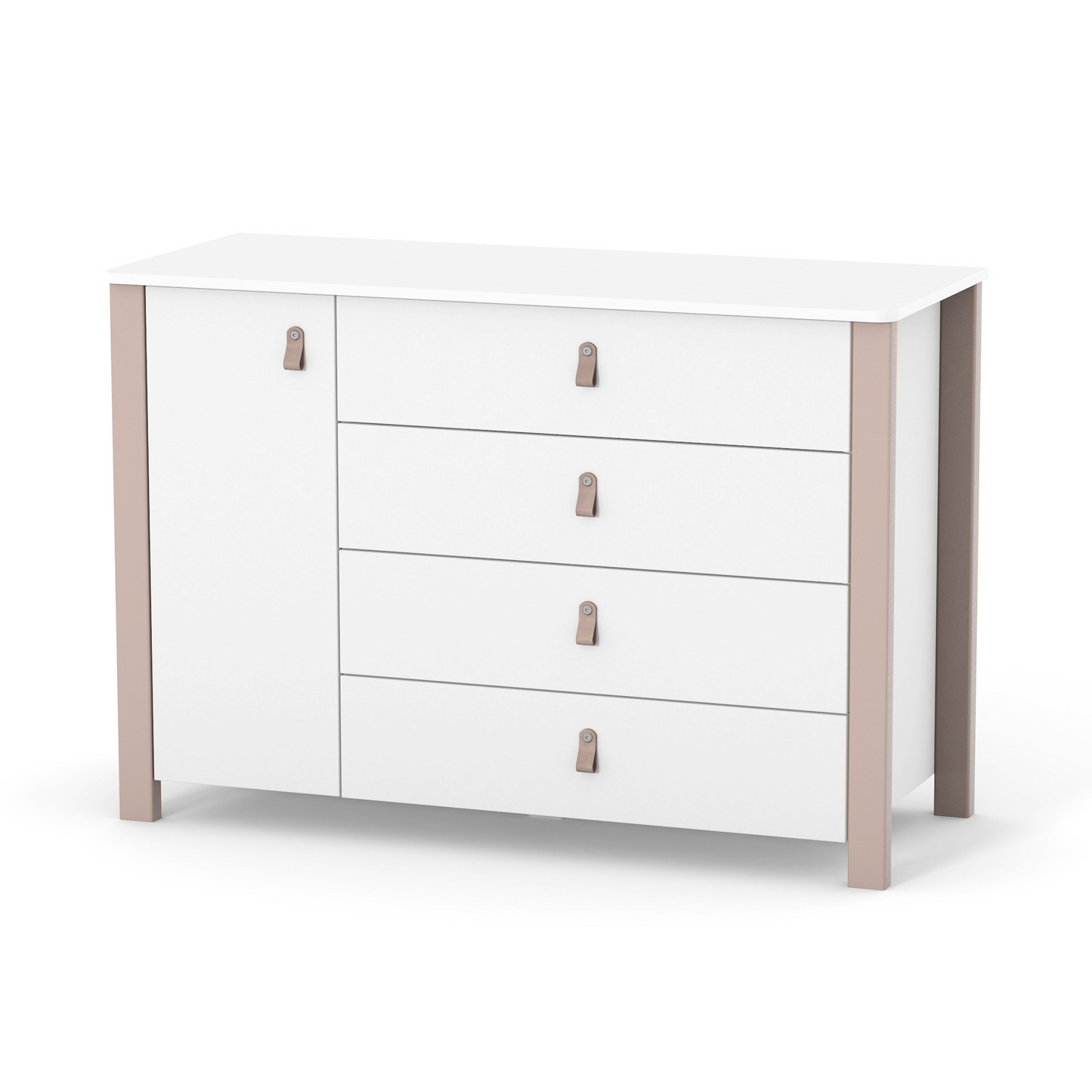 Veres Monaco 1200 Kinderkommode in Weiß Cappuccino. Dezente Farbkombination für ein harmonisches und elegantes Design im Kinderzimmer.