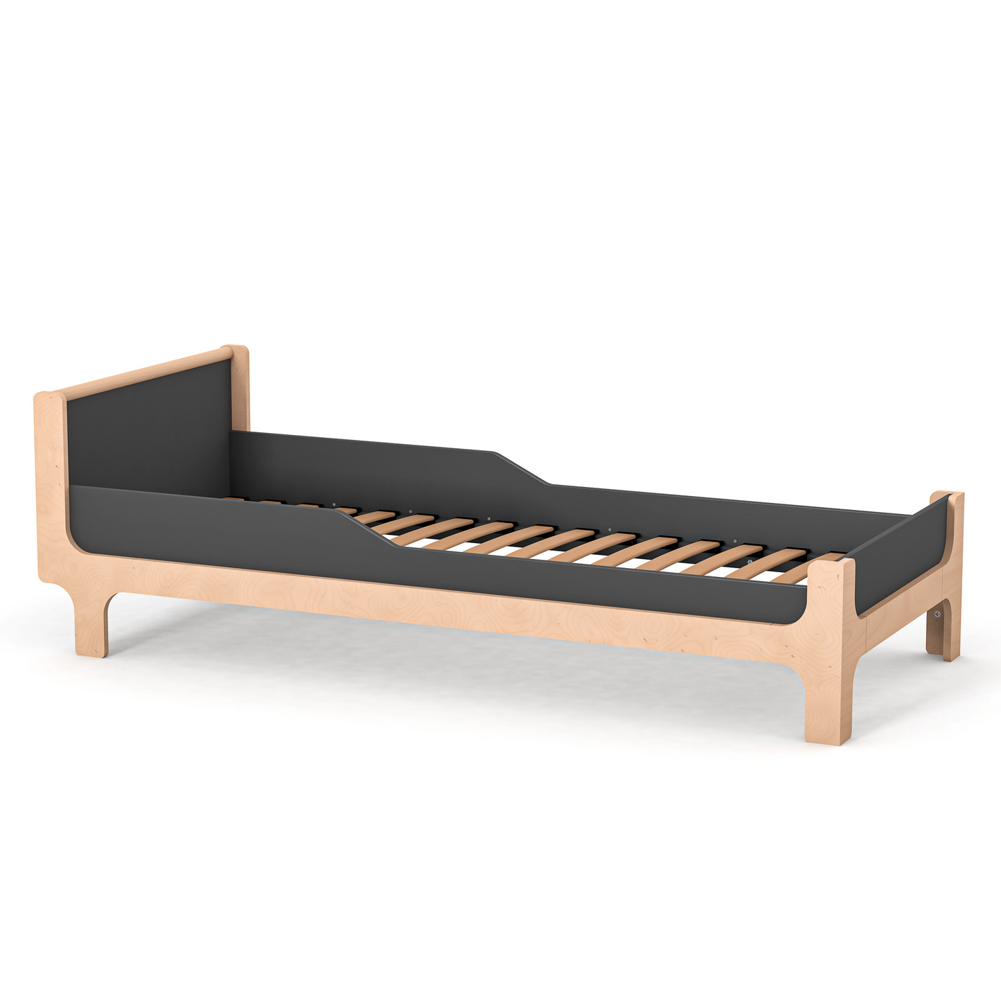 Jugendbett Veres Nice mit Lamellen in Anthrazit für zusätzliche Stabilität.