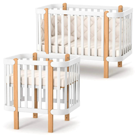 Veres Monaco Babybett (120x60 cm), umbaubar zum Mini-Bett (80x60 cm) inkl. Transformer-Matratze 2-in-1 Veres Company