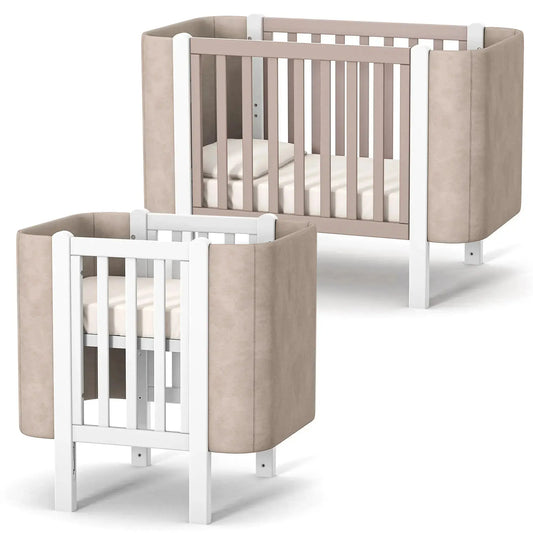 Veres Monaco Velour Babybett (120x60 cm), umbaubar zum Mini-Bett (80x60 cm) inkl. Transformer-Matratze 2-in-1 Veres Company