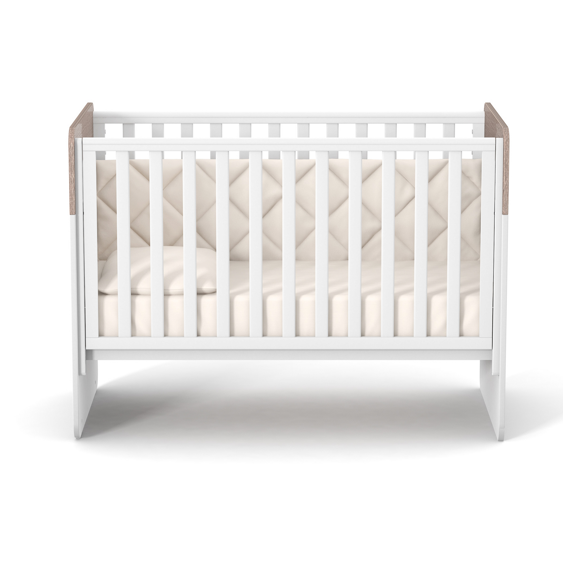 Veres Sydney Babybett mit beweglicher Seitenwand in Weiß und Cappuccino (120x60 cm) – modernes Babybett mit funktionaler beweglicher Seitenwand in stilvollem Design.