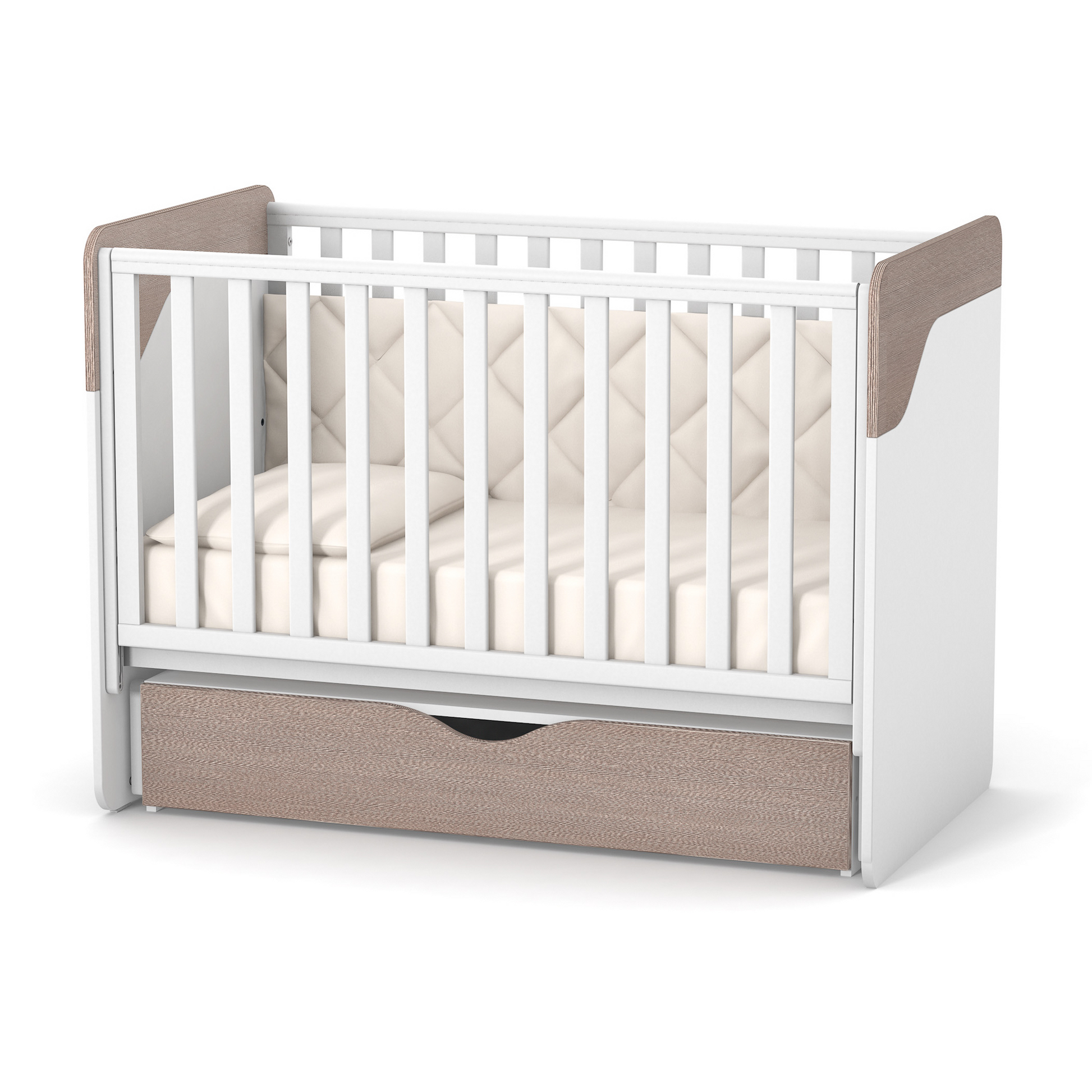 Veres Sydney Schaukelsystem mit Schublade – Schublade in der Babybett-Kombination – die Schublade fügt sich harmonisch in das Design der Babybett-Kombination ein und bietet praktischen Stauraum.