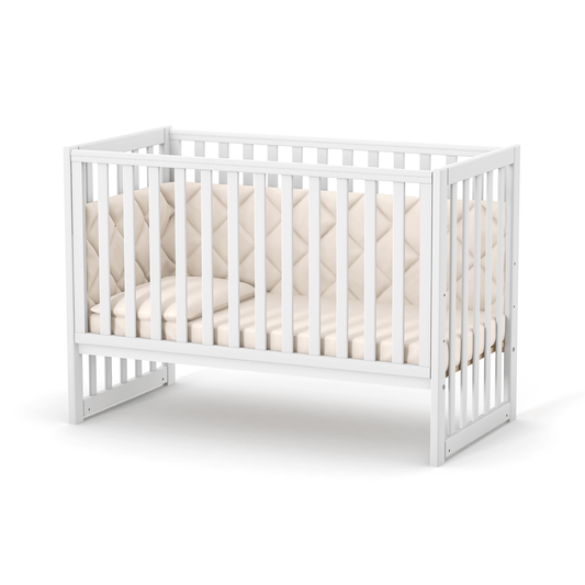 Babybett Veres LD13 in Weiß, modernes und elegantes Gitterbett für das Babyzimmer