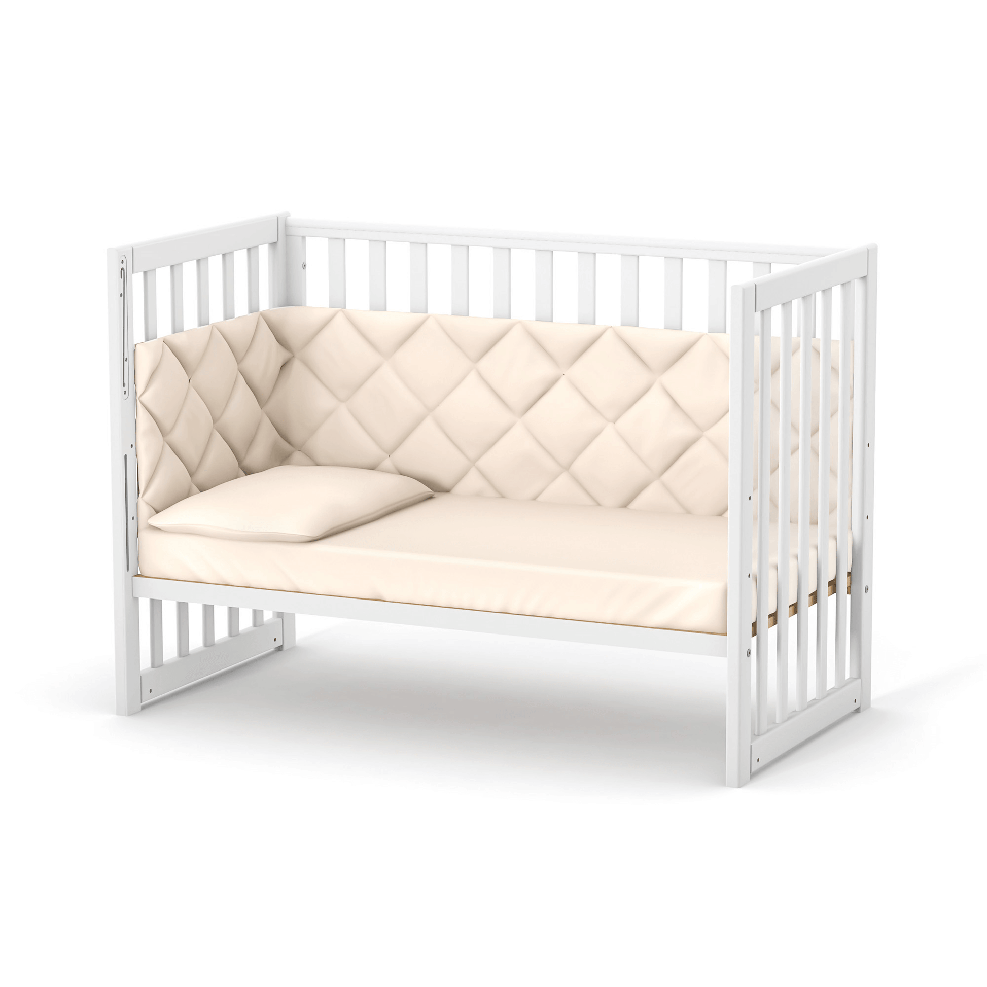 Veres LD13 Babybett, umgebaut zu einem Sofa mit abgenommenen Seiten