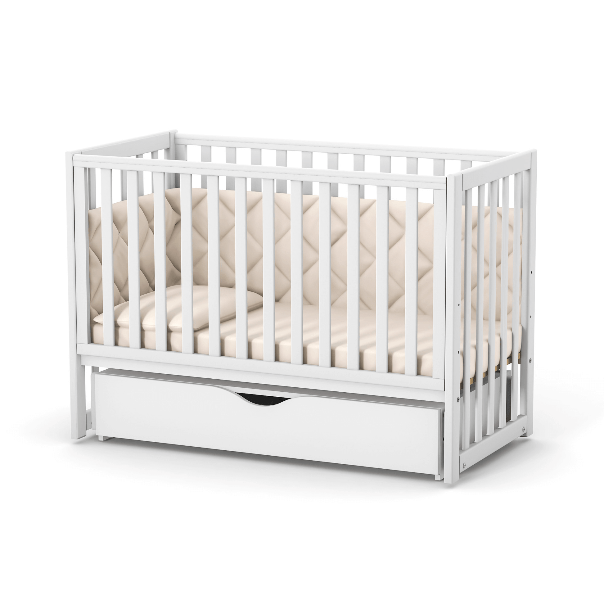 Veres LD13 Babybett mit Schubfach und Schaukelsystem, kombiniert für sanftes Wiegen und zusätzlichen Stauraum