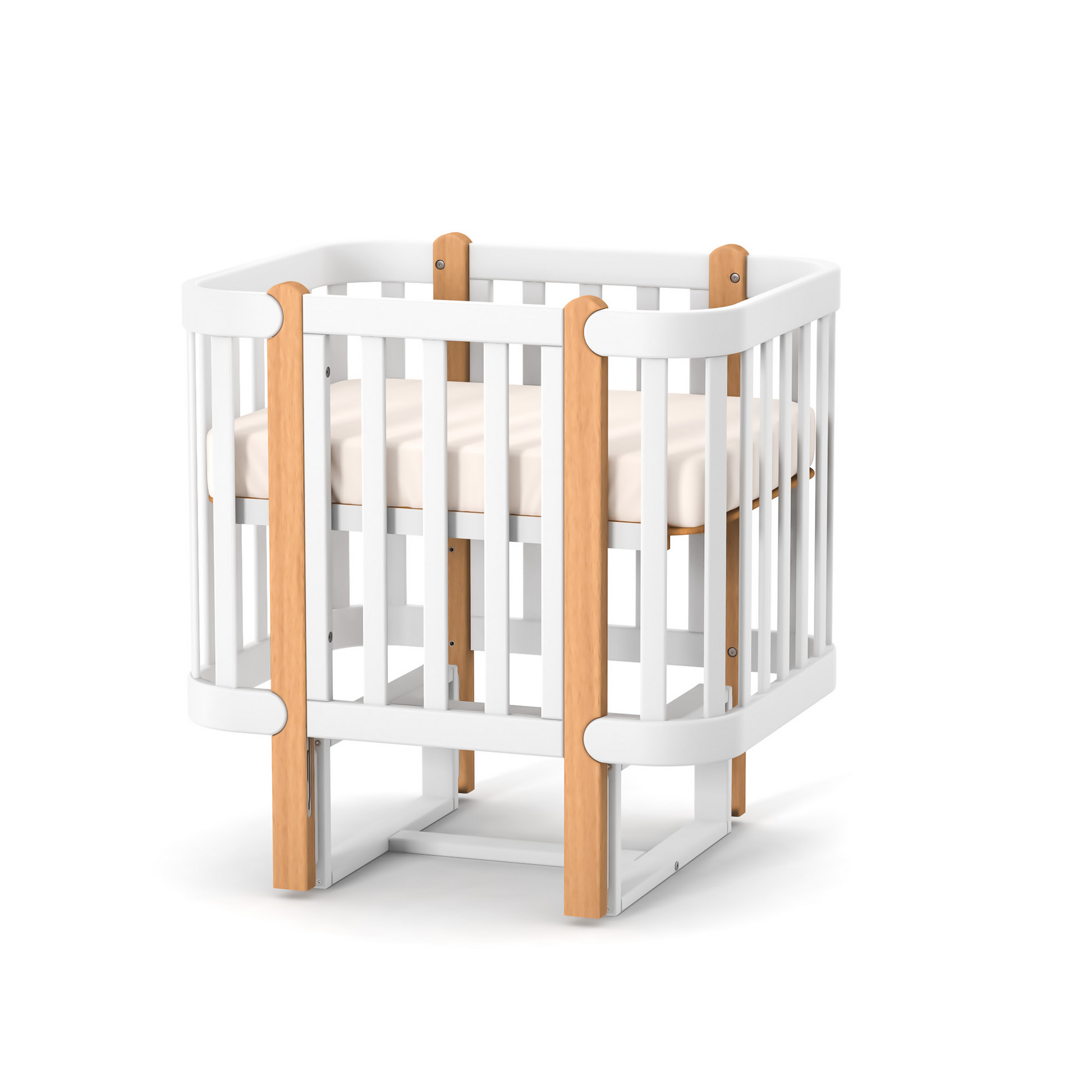 Mini-Krippe Veres Monaco in Weiß und Natur (80x60 cm) – praktische Mini-Krippe mit elegantem und funktionalem Design.