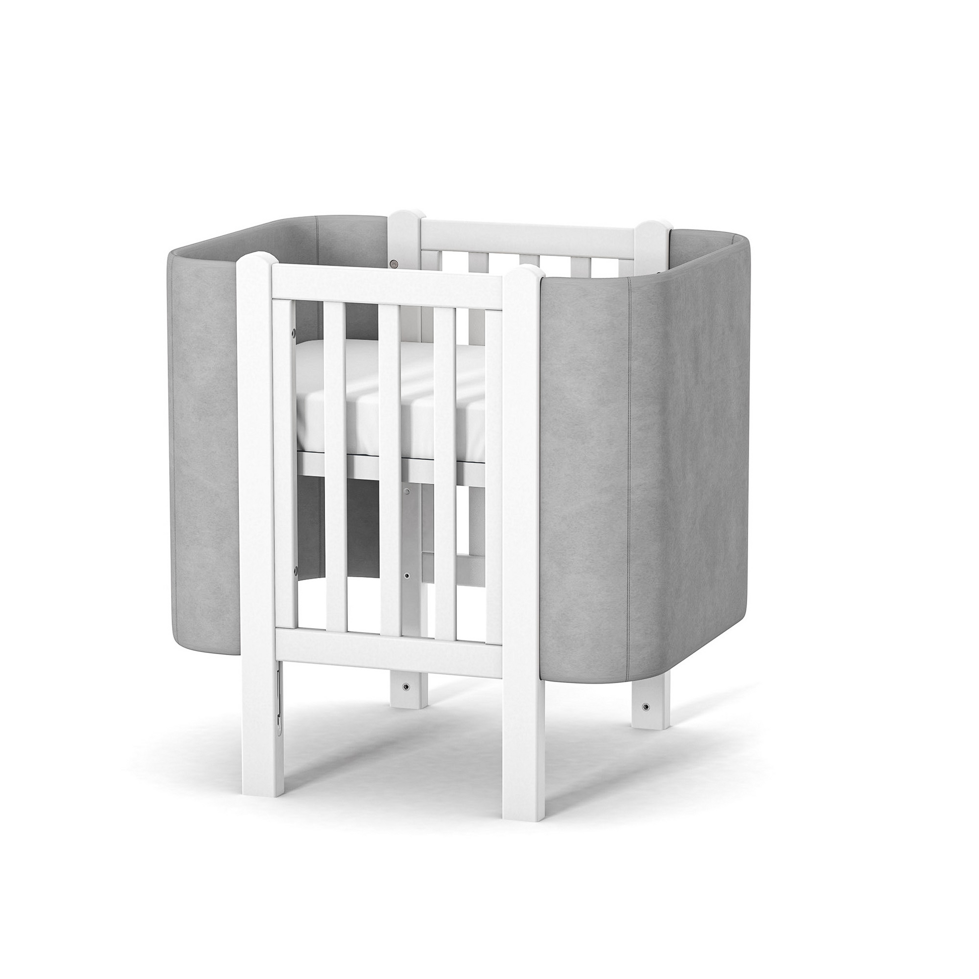 Umbausatz für das Babybett Veres Monaco Velour Grau – eleganter Umbausatz für eine moderne und flexible Nutzung des Babybetts.