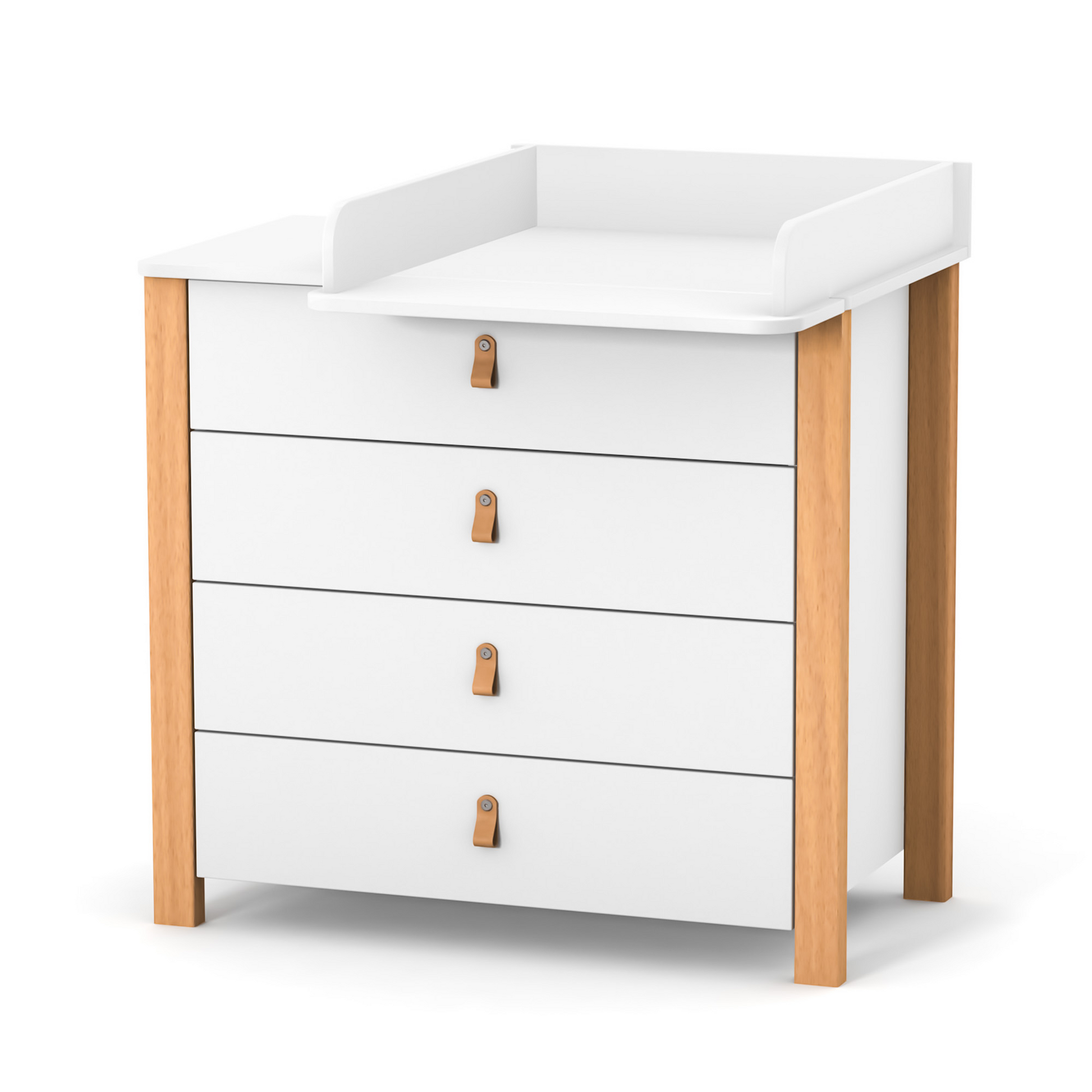 Veres Monaco 900 Kinderkommode in Weiß Natur mit Wickelaufsatz, ideal für ein modernes und gemütliches Babyzimmer.