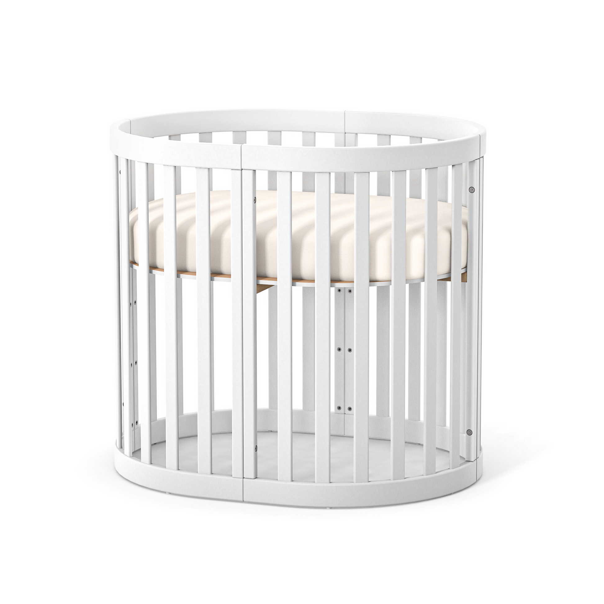 Veres Rom Ovale Kinderbett 90x70 cm in Weiß, ovales Design für das erste Lebensjahr
