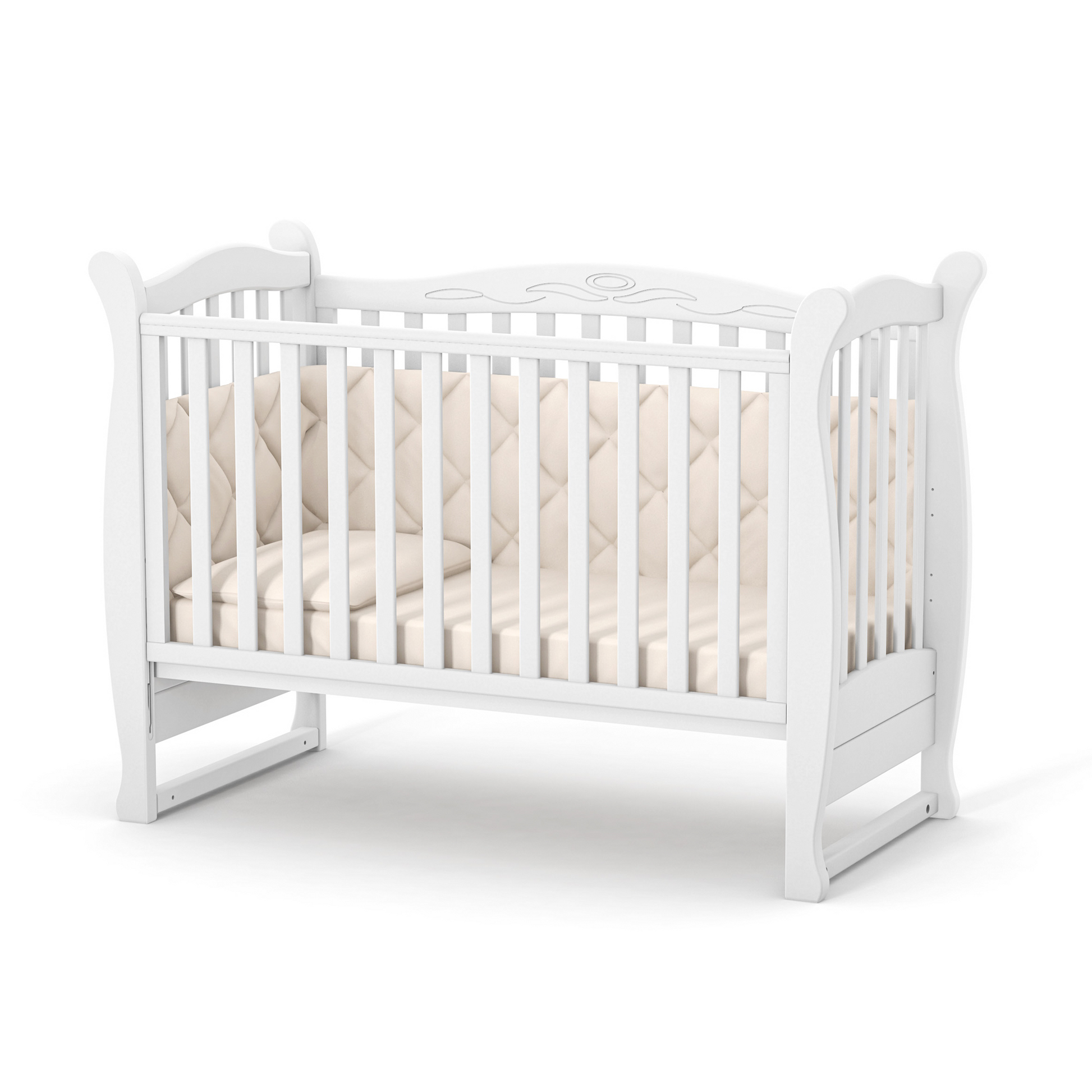 Veres LD15 Babybett in klassischem Holzdesign, 120x60 cm, perfekt für das Babyzimmer, Weiß