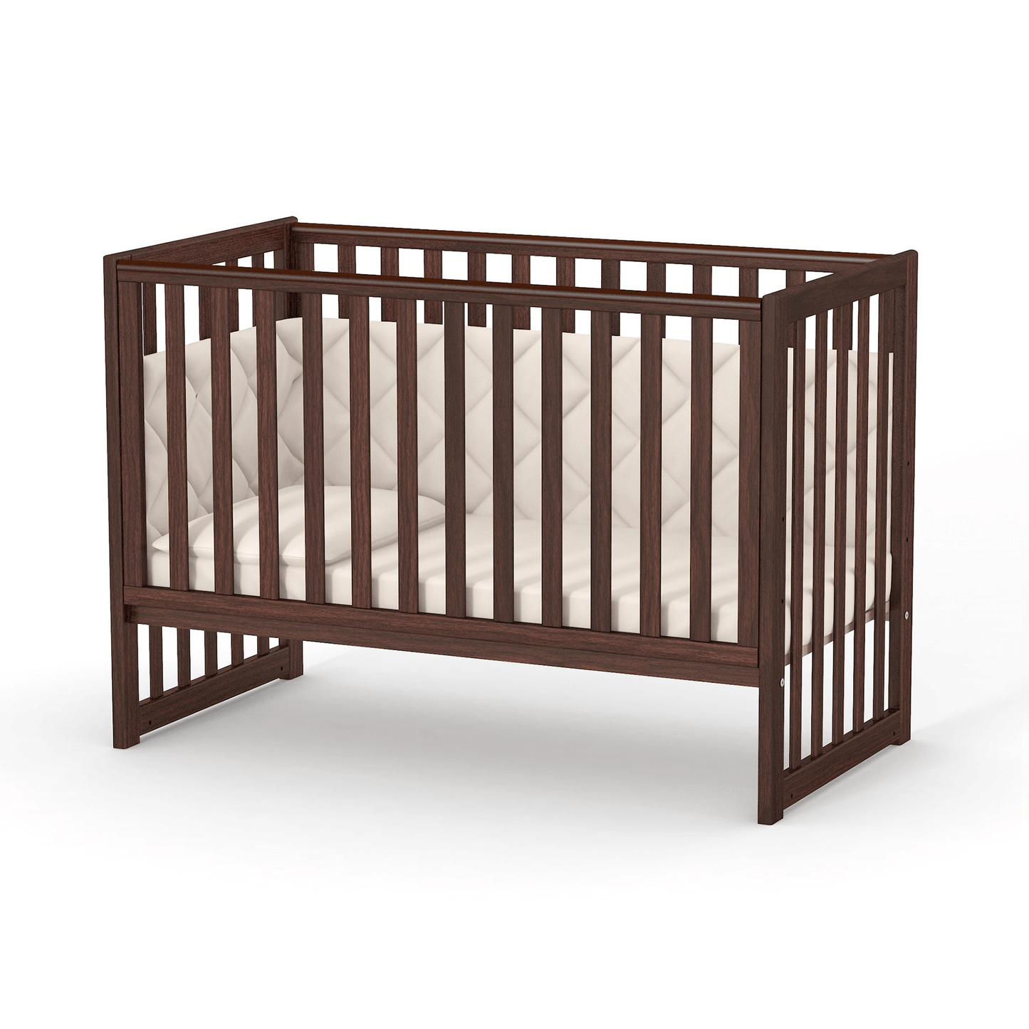 Babybett Veres LD13 in Nussbaum, hochwertiges Holzdesign mit warmem, natürlichen Farbton, Braun