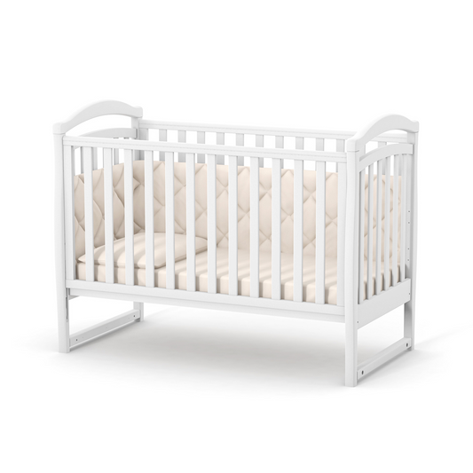 Veres LD6 Babybett in Weiß, klassisches Design mit beweglicher Seitenwand und herausnehmbaren Sprossen