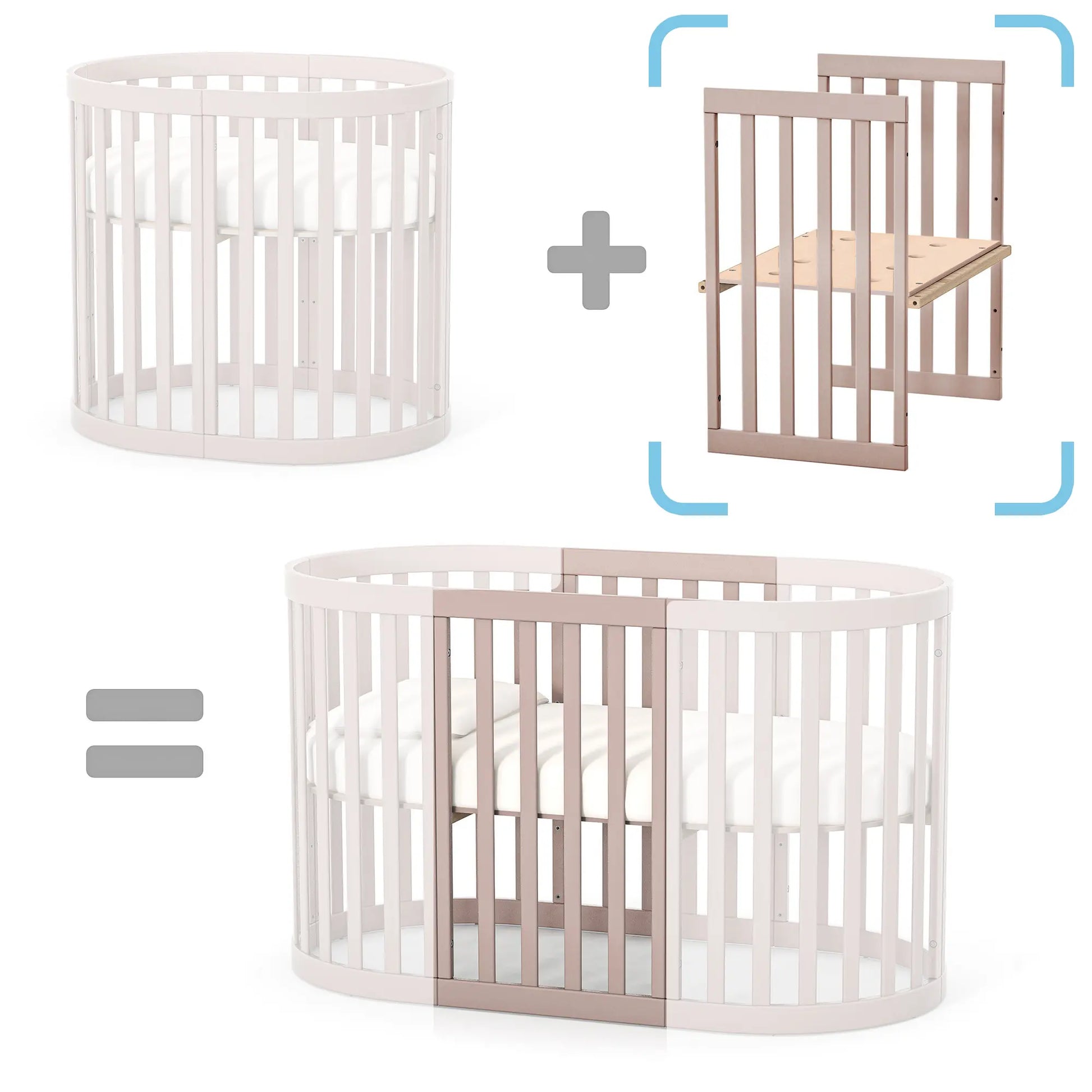 Erweiterungsset für das Babybett Veres Rom in Cappuccino – stilvolle Erweiterung für eine längere Nutzung des Bettes.