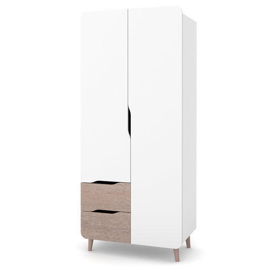 Veres Sydney 850 Zweitüriger Kleiderschrank für das Kinderzimmer (85x47x194 cm) – moderner Kleiderschrank in Weiß und Cappuccino mit zwei Türen für stilvolle Aufbewahrung im Kinderzimmer.