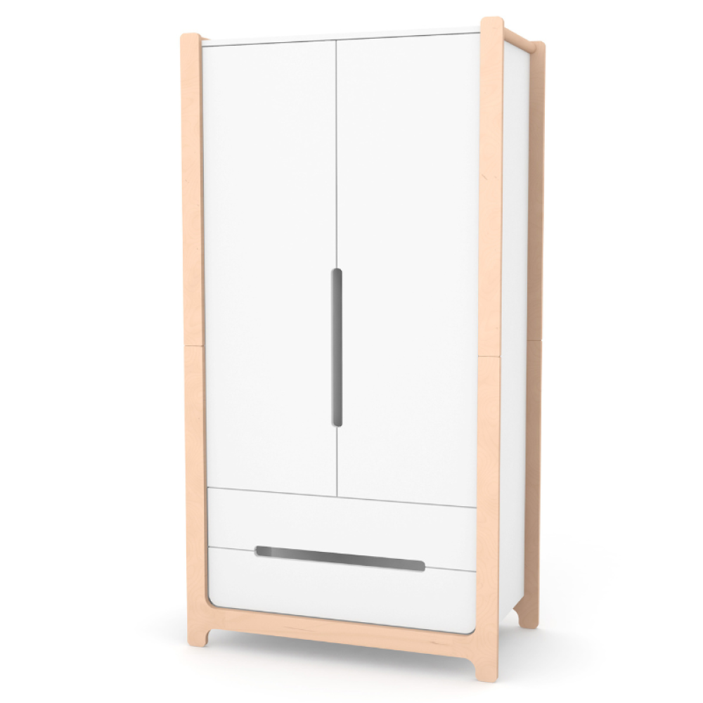 Veres Nice Schrank mit Schubladen in Weiß-Natur – Zweitüriger Schrank Veres Nice mit Schubladen für komfortable Aufbewahrung.