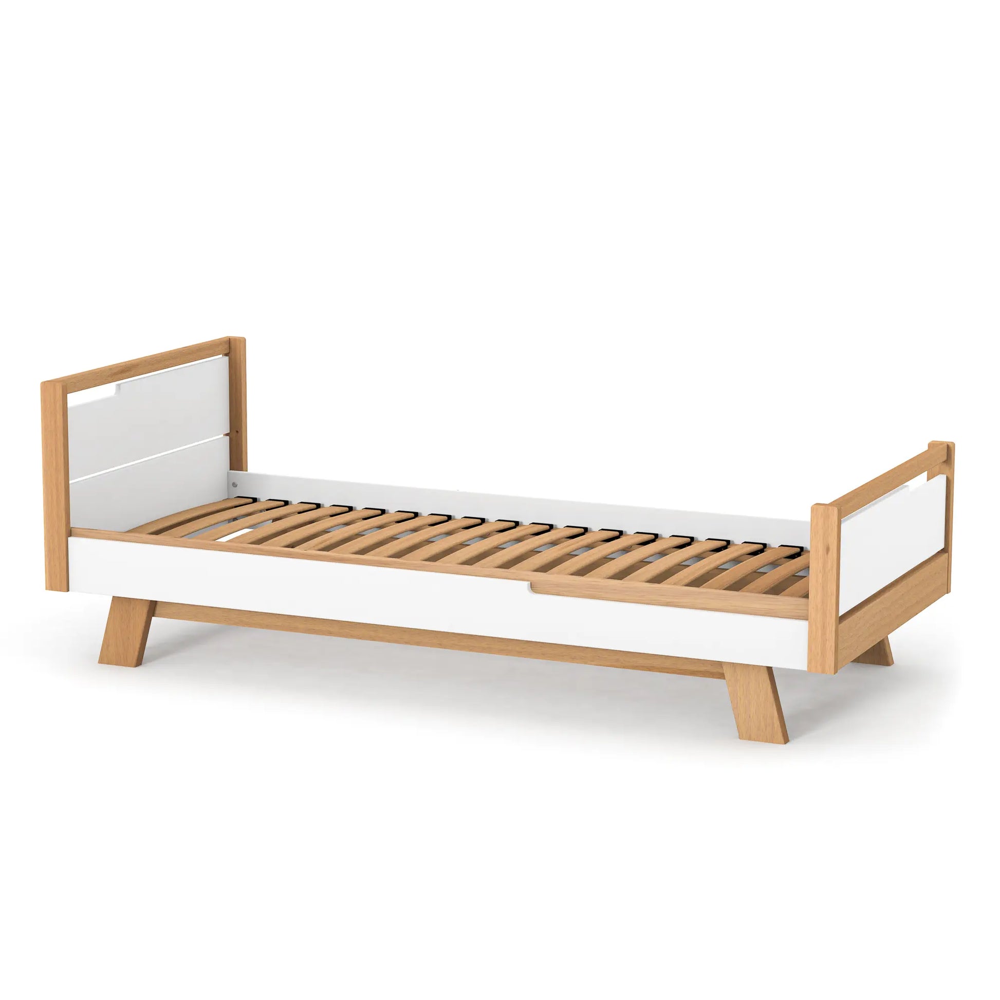 Veres Manhattan 190 Jugendbett (190x80 cm) in weiß und Holzdesign für gesunden Schlaf und sicheren Komfort.