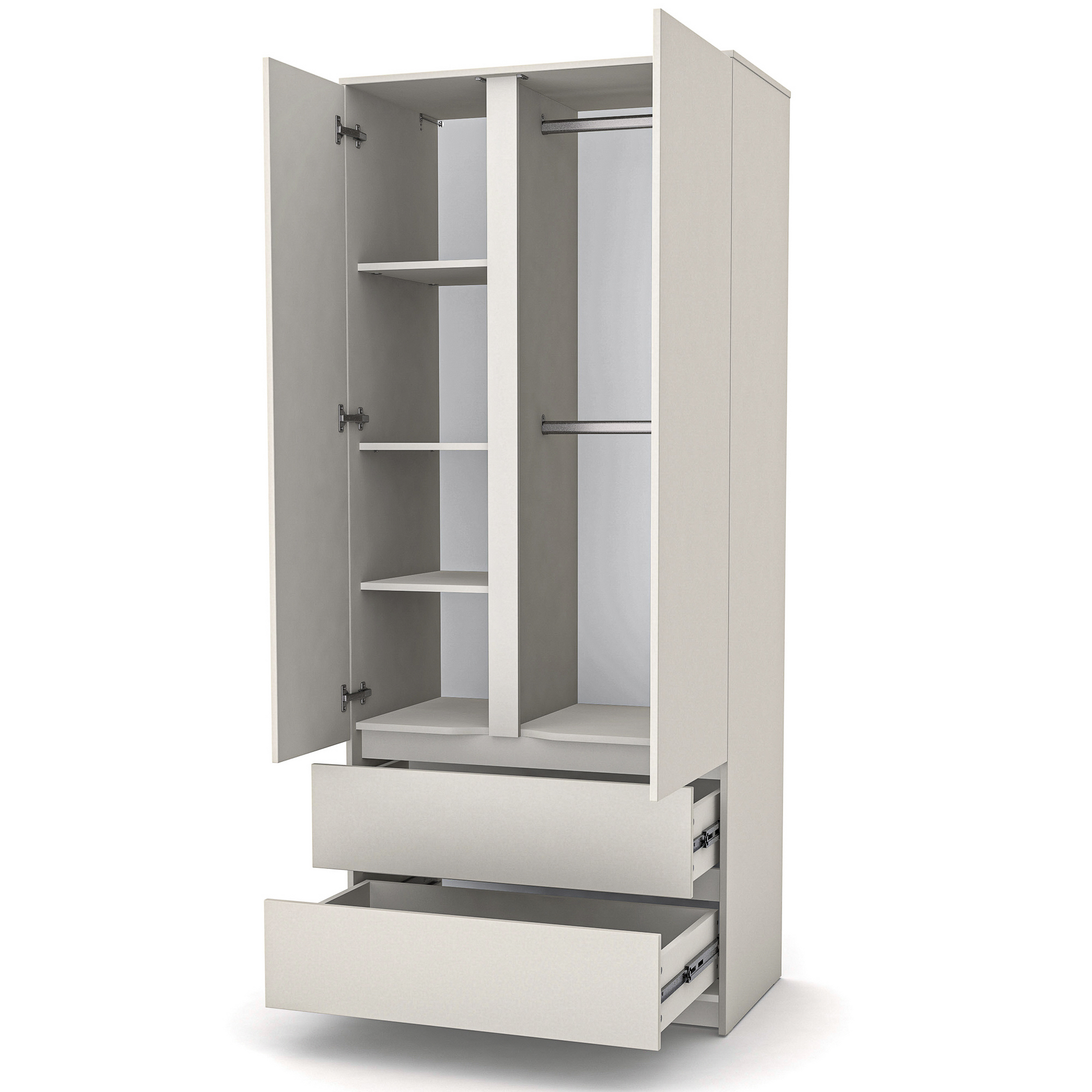 Schrank Veres Bern 900 in Cashmere mit offenen Türen – eleganter Schrank mit Innenfächern, ideal für Kinderzimmer.