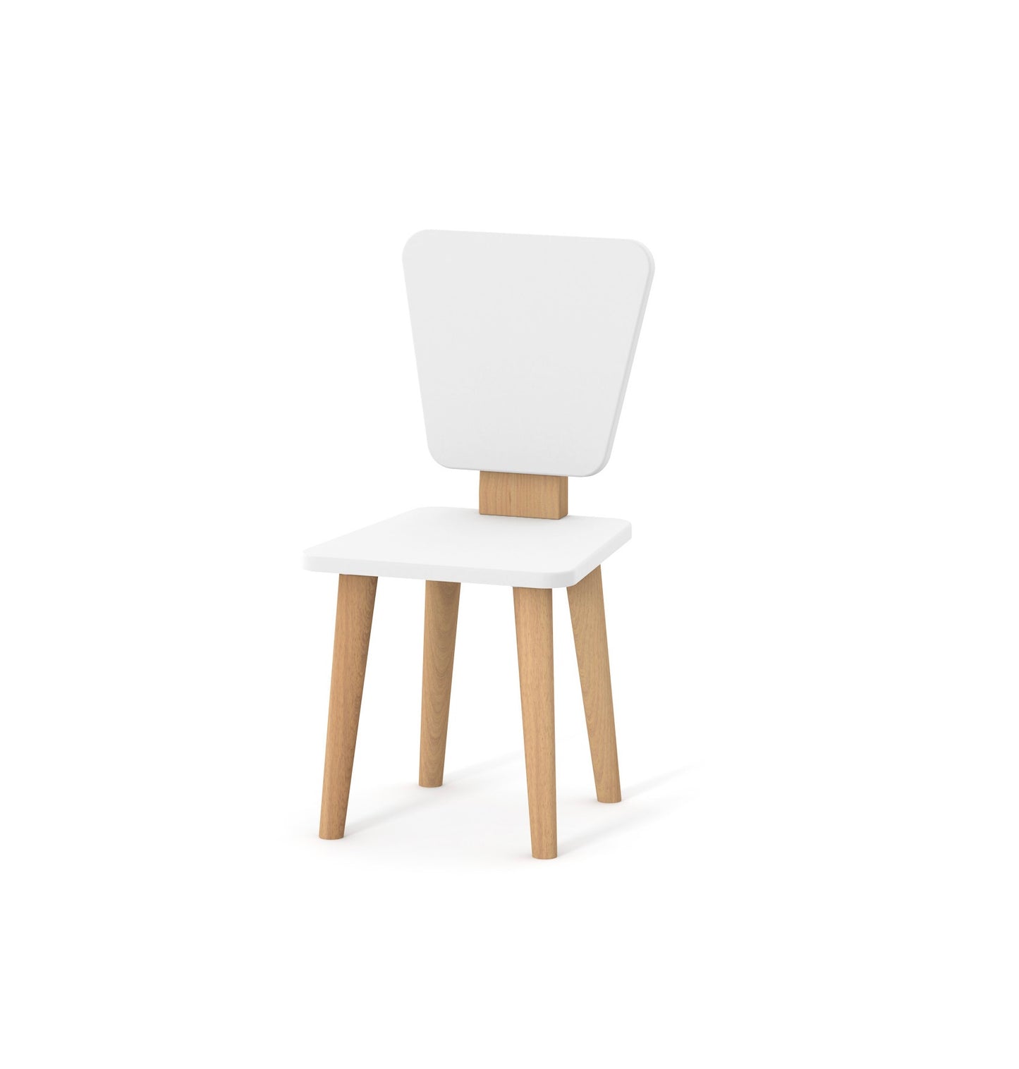 Kinderstuhl Veres New York, Weiß und naturfarben, nahaufnahme, elegante Kombination aus Holz und MDF