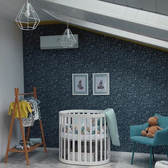 Veres Rom Babybett in Weiß, Video im modernen Babyzimmer, komfortabel und funktional im Einsatz