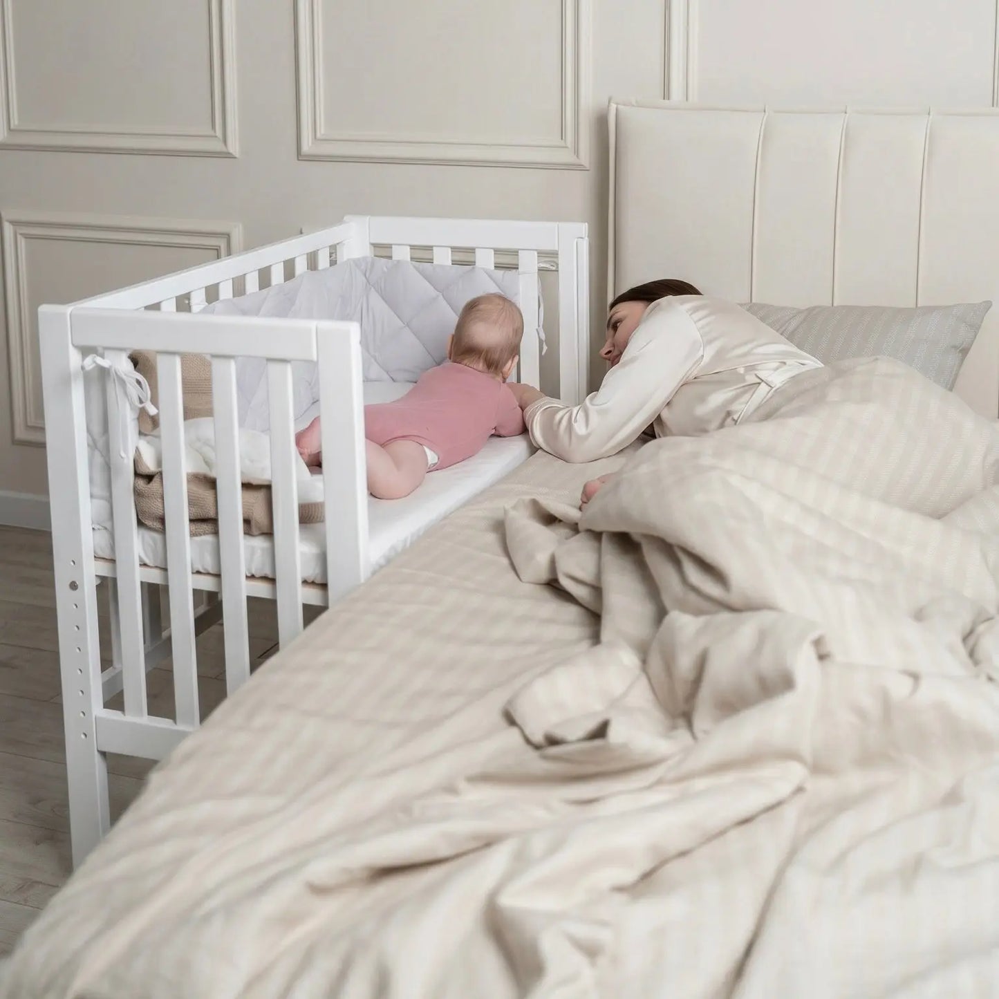 Veres Beistellbett / Babybett + Matratze + Textil-Set