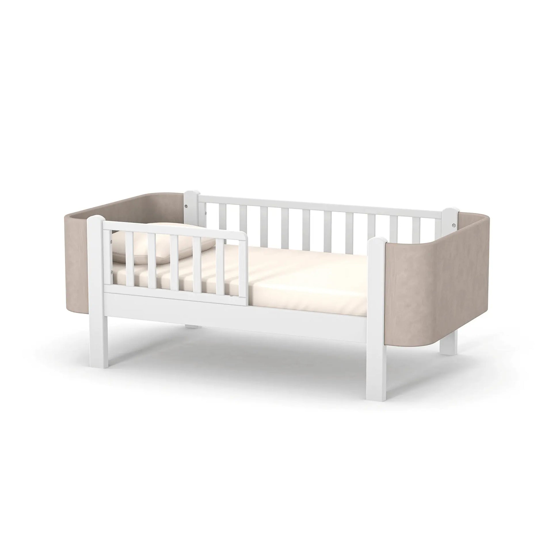 Veres Monaco Velour 160 Jugendbett 160x80 cm in Weiß Cappuccino – luxuriöses und bequemes Bett für Kinder und Jugendliche